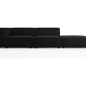 Cosmopolitan Design - 4-Sitzer rechtes Sofa "Arendal" aus Samt schwarz - 262x102x70cm Finale Aktion
