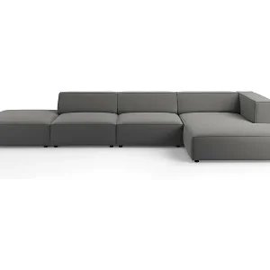 Cosmopolitan Design - 5-Sitzer Ecksofa rechts "Arendal" aus Samt betonfarben - 341x166x70cm Online Kaufen