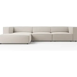 Jetzt Bestellen Cosmopolitan Design - 4-Sitzer Ecksofa links "Arendal" aus Samt Ecru - 284x166x70cm
