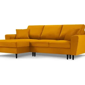 Jetzt Bestellen Cosmopolitan Design - 4-Sitzer ausklappbares Ecksofa links mit Container "Kyoto" aus Cord gelb - 241x145x88cm