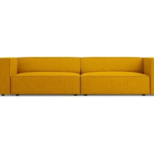Cosmopolitan Design - 4-Sitzer Sofa "Arendal" aus Chenille-Stoff mit Rippeneffekt senf - 244x102x70cm Top-Angebot