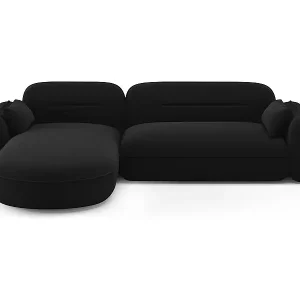 Cosmopolitan Design - 4-Sitzer modulares Ecksofa links "Sydney" aus Samt schwarz - 275x165x70cm Online Kaufen