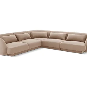 Cosmopolitan Design - 5-Sitzer wendbares Ecksofa "Tulum" aus Samt beige - 255x255x70cm Highlight