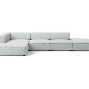 Jetzt Kaufen Cosmopolitan Design - 5-Sitzer Ecksofa links "Arendal" aus Chenille-Stoff mit Rippeneffekt hellgrau - 341x166x70cm