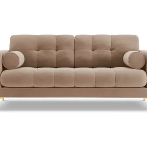 Cosmopolitan Design - 2-Sitzer Sofa "Bali" aus Samt beige - 152x92x75cm Beliebt