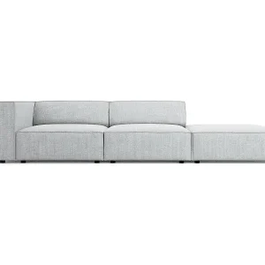 Cosmopolitan Design - 4-Sitzer rechtes Sofa "Arendal" aus Chenille-Stoff mit Rippeneffekt hellgrau - 262x102x70cm Solange Der Vorrat Reicht