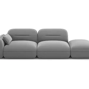 Expressversand Cosmopolitan Design - 3-Sitzer modulares Sofa rechts "Sydney" aus Samt hellgrau - 295x90x70cm