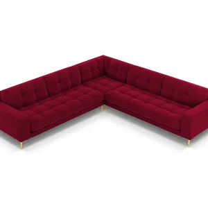 Kostenloser Rückversand Cosmopolitan Design - 6-Sitzer wendbares Ecksofa "Bali" aus Samt rot - 256x256x75cm