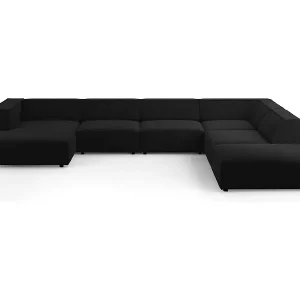 Cosmopolitan Design - 7-Sitzer Panoramasofa rechts "Arendal" aus Samt schwarz - 364x262x70cm Direkt Vom Hersteller