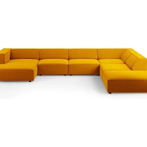 Sonderangebot Cosmopolitan Design - 7-Sitzer Panoramasofa rechts "Arendal" aus Samt gelb - 364x262x70cm