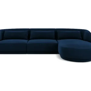 Direktkauf Cosmopolitan Design - 4-Sitzer Ecksofa rechts "Tulum" aus Samt königsblau - 255x156x70cm