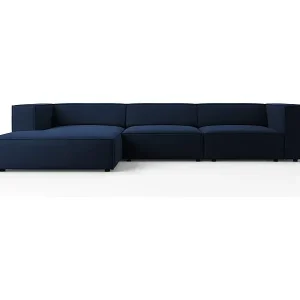 Cosmopolitan Design - 4-Sitzer Ecksofa links "Arendal" aus Samt königsblau - 284x166x70cm Günstig