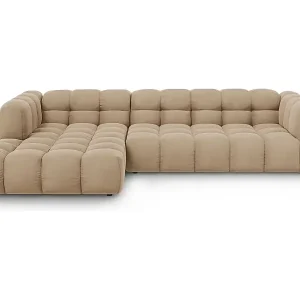 Saisonangebot Cosmopolitan Design - 4-Sitzer modulares Ecksofa links "Sky" aus Samt sandfarben - 300x162x75cm