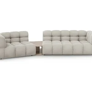 Billig Cosmopolitan Design - 3-Sitzer modulares Sofa links "Sky" aus Samt leichtes beige - 353x148x75cm