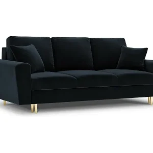 Gratis Versand Cosmopolitan Design - 3-Sitzer ausklappbares Sofa mit Bettkasten "Kyoto" aus Samt dunkelblau - 235x100x88cm