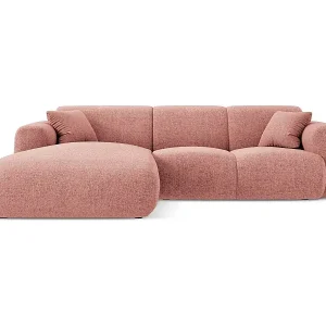 Cosmopolitan Design - 4-Sitzer Ecksofa links "Nolio" aus Chenille-Stoff rosa - 260x170x72cm Mega-Angebot