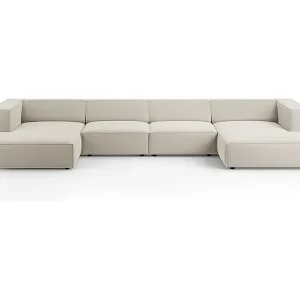 Cosmopolitan Design - 6-Sitzer Panoramasofa "Arendal" aus Samt Ecru - 364x166x70cm Aktuell