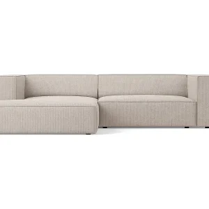 Direkt Vom Hersteller Cosmopolitan Design - 3-Sitzer Ecksofa links "Arendal" aus Chenille-Stoff mit Rippeneffekt dunkelbeige - 224x166x70cm
