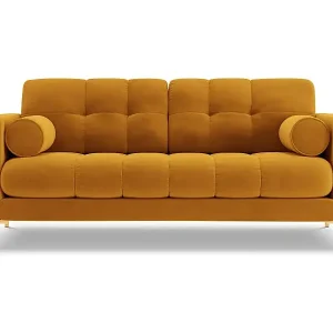 Kracherpreis Cosmopolitan Design - 2-Sitzer Sofa "Bali" aus Samt gelb - 152x92x75cm
