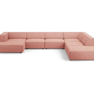 Cosmopolitan Design - 7-Sitzer Panoramasofa rechts "Arendal" aus Chenille-Stoff rosa - 364x262x70cm Kostenloser Versand