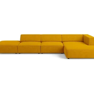 Cosmopolitan Design - 5-Sitzer Ecksofa rechts "Arendal" aus Chenille-Stoff mit Rippeneffekt senf - 341x166x70cm Günstig