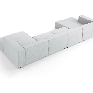 Cosmopolitan Design - 6-Sitzer Panoramasofa "Arendal" aus Chenille-Stoff mit Rippeneffekt hellgrau - 364x166x70cm Versand Am Gleichen Tag