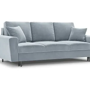 Cosmopolitan Design - 3-Sitzer ausklappbares Sofa mit Bettkasten "Kyoto" aus Samt hellblau - 235x100x88cm Begrenztes Angebot