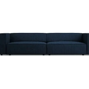 Cosmopolitan Design - 4-Sitzer Sofa "Arendal" aus Chenille-Stoff mit Rippeneffekt königsblau - 244x102x70cm Must-Have