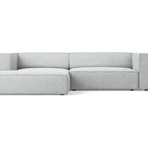 Kracherpreis Cosmopolitan Design - 3-Sitzer Ecksofa links "Arendal" aus Chenille-Stoff mit Rippeneffekt hellgrau - 224x166x70cm