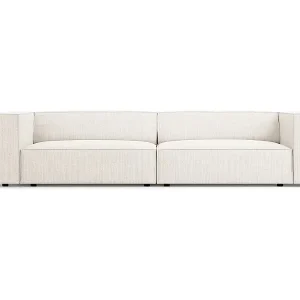 Cosmopolitan Design - 4-Sitzer Sofa "Arendal" aus Chenille-Stoff mit Rippeneffekt elfenbein - 244x102x70cm Ausverkauf