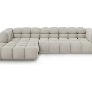 Cosmopolitan Design - 4-Sitzer modulares Ecksofa links "Sky" aus Samt leichtes beige - 300x162x75cm Heißes Angebot