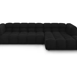 Expressversand Cosmopolitan Design - 4-Sitzer modulares Ecksofa rechts "Sky" aus Samt schwarz - 300x162x75cm