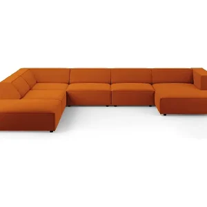 Cosmopolitan Design - 7-Sitzer Panoramasofa links "Arendal" aus Samt terrakotta - 364x262x70cm Neuheit