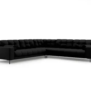 Gratis Versand Cosmopolitan Design - 6-Sitzer wendbares Ecksofa "Bali" aus strukturiertem Stoff schwarz - 256x256x75cm