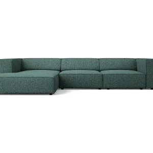Sonderangebot Cosmopolitan Design - 4-Sitzer Ecksofa links "Arendal" aus Chenille-Stoff petrol - 284x166x70cm