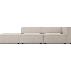 Cosmopolitan Design - 4-Sitzer linkes Sofa "Arendal" aus Chenille-Stoff mit Rippeneffekt dunkelbeige - 262x102x70cm Saisonangebot