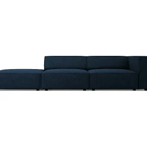Cosmopolitan Design - 4-Sitzer linkes Sofa "Arendal" aus Chenille-Stoff mit Rippeneffekt königsblau - 262x102x70cm Preiswert