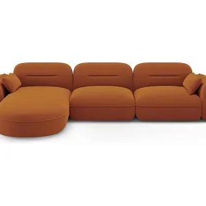 Cosmopolitan Design - 4-Sitzer modulares Ecksofa links "Sydney" aus Samt terrakotta - 320x165x70cm Abverkauf