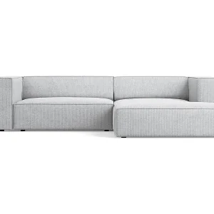 Markenprodukt Cosmopolitan Design - 3-Sitzer Ecksofa rechts "Arendal" aus Chenille-Stoff mit Rippeneffekt hellgrau - 224x166x70cm