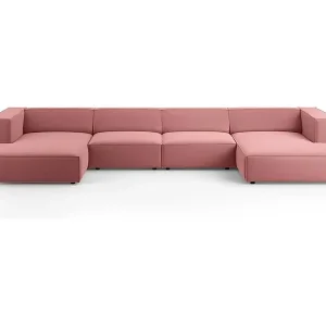 Cosmopolitan Design - 6-Sitzer Panoramasofa "Arendal" aus Samt lachs - 364x166x70cm Echt