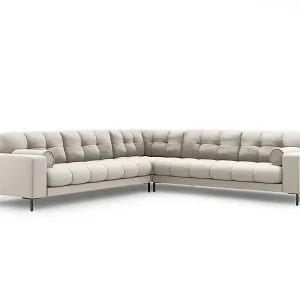 Cosmopolitan Design - 6-Sitzer wendbares Ecksofa "Bali" aus strukturiertem Stoff beige - 256x256x75cm Finale Aktion