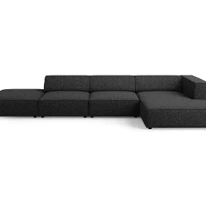 Cosmopolitan Design - 5-Sitzer Ecksofa rechts "Arendal" aus Chenille-Stoff schwarz - 341x166x70cm Nur Für Kurze Zeit
