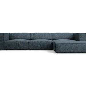 Nur Für Kurze Zeit Cosmopolitan Design - 4-Sitzer Ecksofa rechts "Arendal" aus Chenille-Stoff königsblau - 284x166x70cm