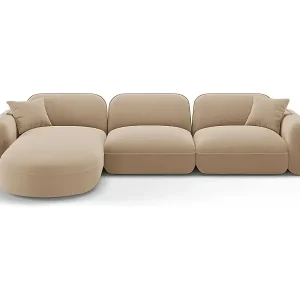 Preisknaller CXL by Christian Lacroix - 4-Sitzer modulares Ecksofa links "Lucien" Sitzer aus Samt sand - 320x165x70cm