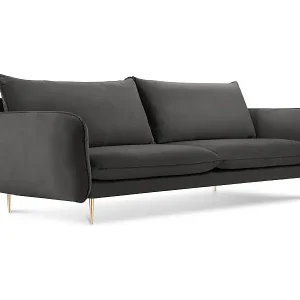 Cosmopolitan Design - 4-Sitzer Sofa "Vienna" aus Samt dunkelgrau - 230x92x95cm Kracherpreis