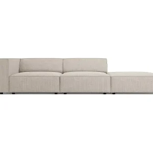 Cosmopolitan Design - 4-Sitzer rechtes Sofa "Arendal" aus Chenille-Stoff mit Rippeneffekt dunkelbeige - 262x102x70cm Direkt Vom Hersteller