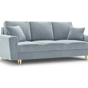 Cosmopolitan Design - 3-Sitzer ausklappbares Sofa mit Bettkasten "Kyoto" aus Samt hellblau - 235x100x88cm Sale