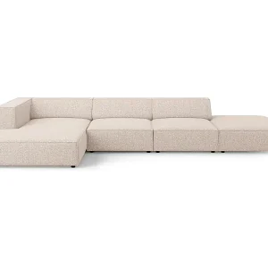 Cosmopolitan Design - 5-Sitzer Ecksofa links "Arendal" aus Chenille-Stoff beige - 341x166x70cm Mega-Angebot