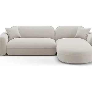 Highlight CXL by Christian Lacroix - 4-Sitzer modulares Ecksofa rechts "Lucien" Sitzer aus Samt leichtes beige - 275x165x70cm