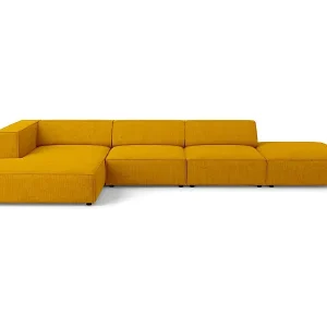 Super-Preis Cosmopolitan Design - 5-Sitzer Ecksofa links "Arendal" aus Chenille-Stoff mit Rippeneffekt senf - 341x166x70cm